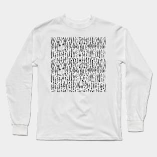 Fishy Pattern Doodle - Black and white palette Long Sleeve T-Shirt